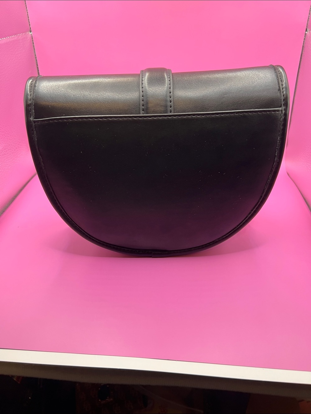 Cavalli Class Black Semi-Circle Leather Crossbody with Gold Logo - Picture 4 of 7